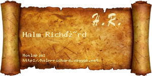 Halm Richárd névjegykártya